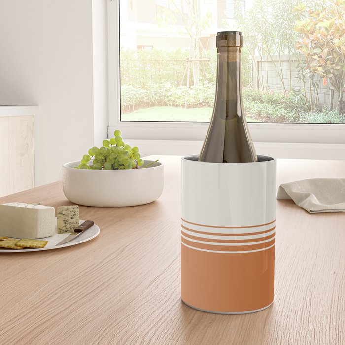 Retro Orange Minimalist Stripes Wine Chiller Gallery Image 4