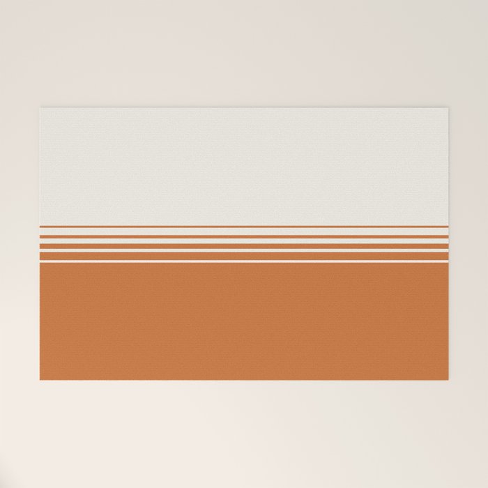 Retro Orange Minimalist Stripes Welcome Mat Gallery Image 1