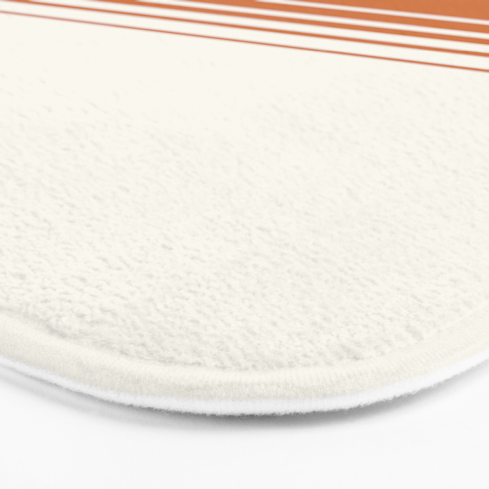 Retro Orange Minimalist Stripes Bath Mat Gallery Image 3