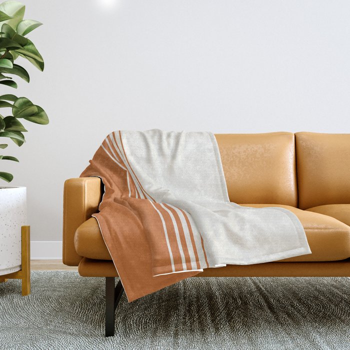 Retro Orange Minimalist Stripes Throw Blanket Gallery Image 1