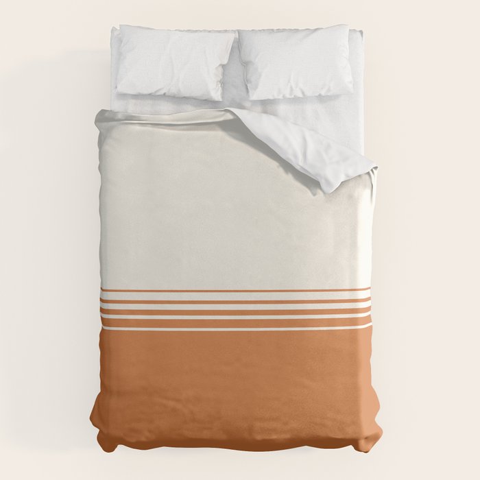 Retro Orange Minimalist Stripes Duvet Cover Gallery Image 1