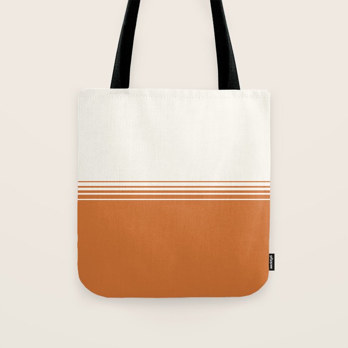 Retro Orange Minimalist Stripes Tote Bag Gallery Image 1
