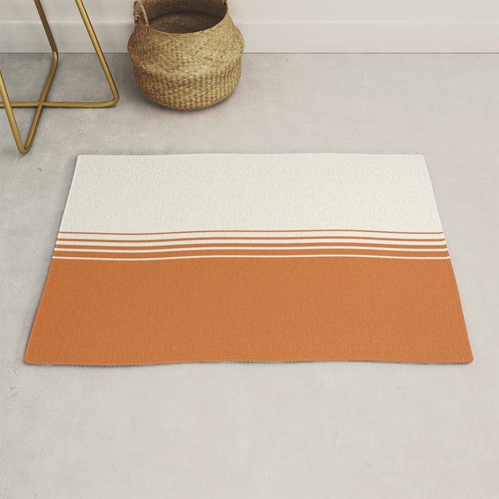 Retro Orange Minimalist Stripes Rug Gallery Image 1