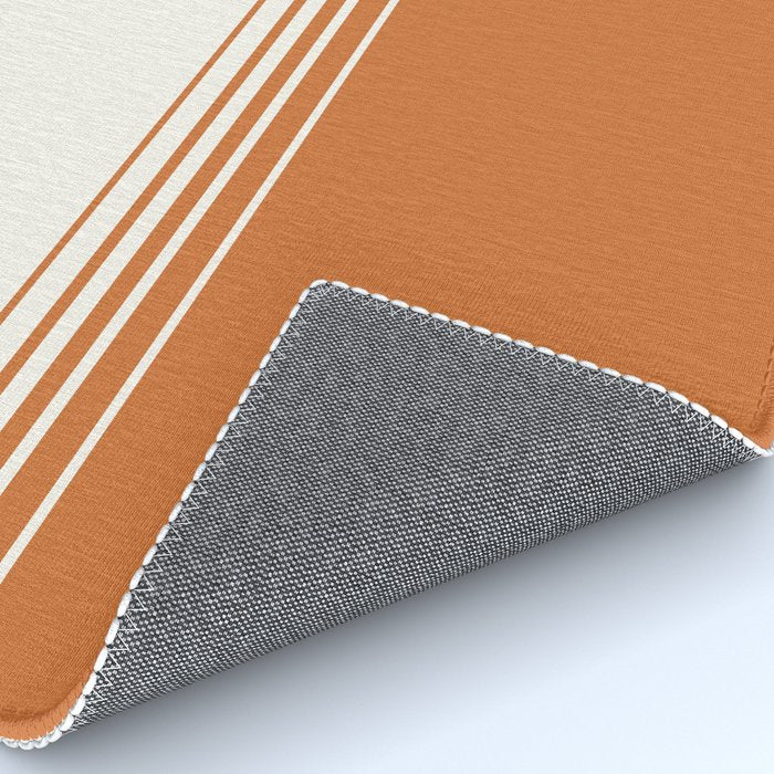 Retro Orange Minimalist Stripes Rug Gallery Image 4