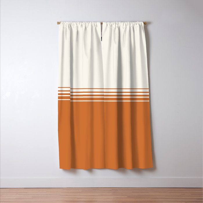 Retro Orange Minimalist Stripes Window Curtain Gallery Image 3
