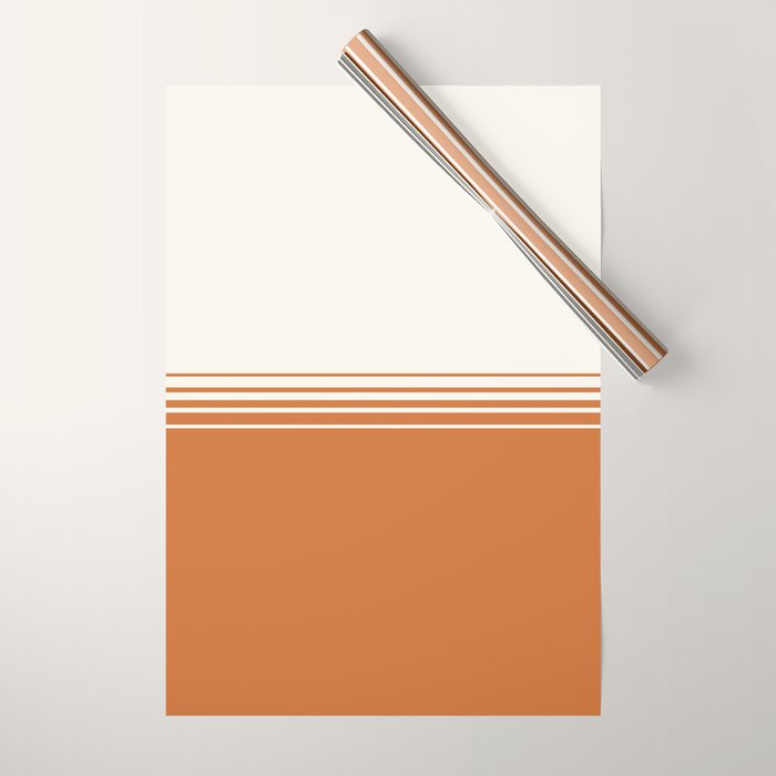 Retro Orange Minimalist Stripes Wrapping Paper Gallery Image 1