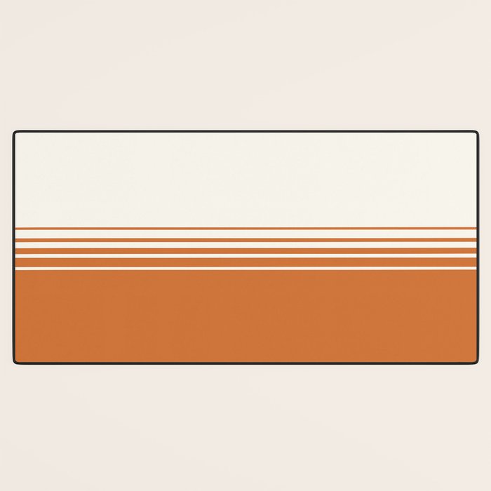 Retro Orange Minimalist Stripes Desk Mat Gallery Image 3