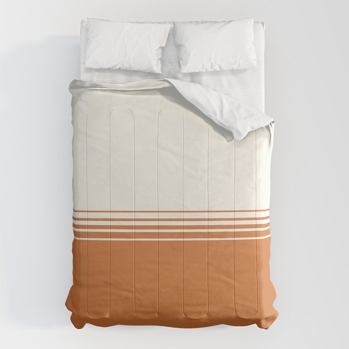 Retro Orange Minimalist Stripes Comforter Gallery Image 1