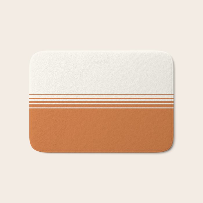 Retro Orange Minimalist Stripes Bath Mat Gallery Image 1