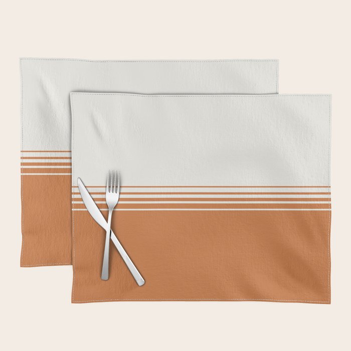 Retro Orange Minimalist Stripes Placemat Gallery Image 1