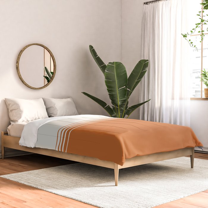 Retro Orange Minimalist Stripes Comforter Gallery Image 2