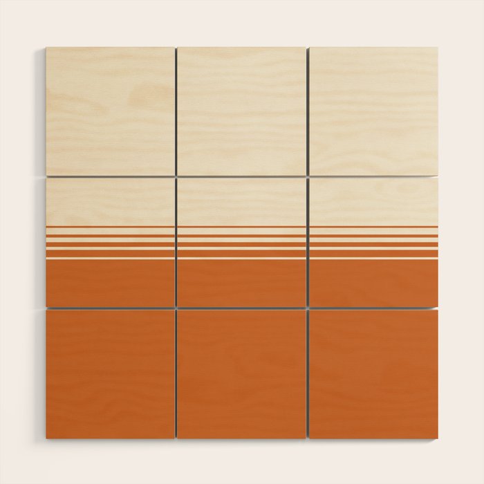 Retro Orange Minimalist Stripes Wood Wall Art Gallery Image 1