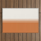 Retro Orange Minimalist Stripes Outdoor Rug Gallery Image 1