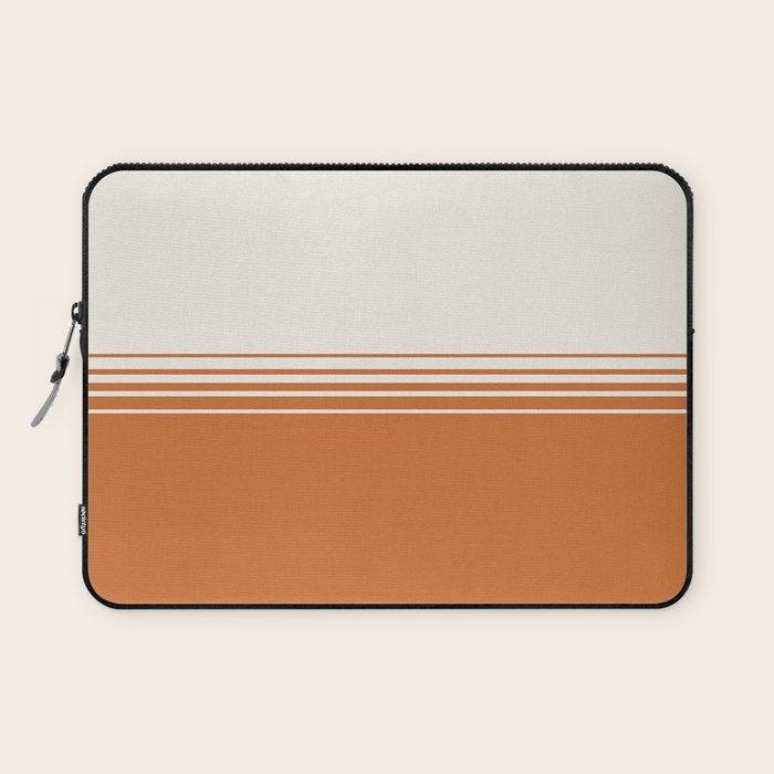 Retro Orange Minimalist Stripes Laptop Sleeve Gallery Image 1
