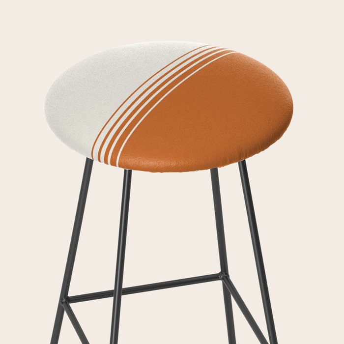 Retro Orange Minimalist Stripes Stool Gallery Image 2