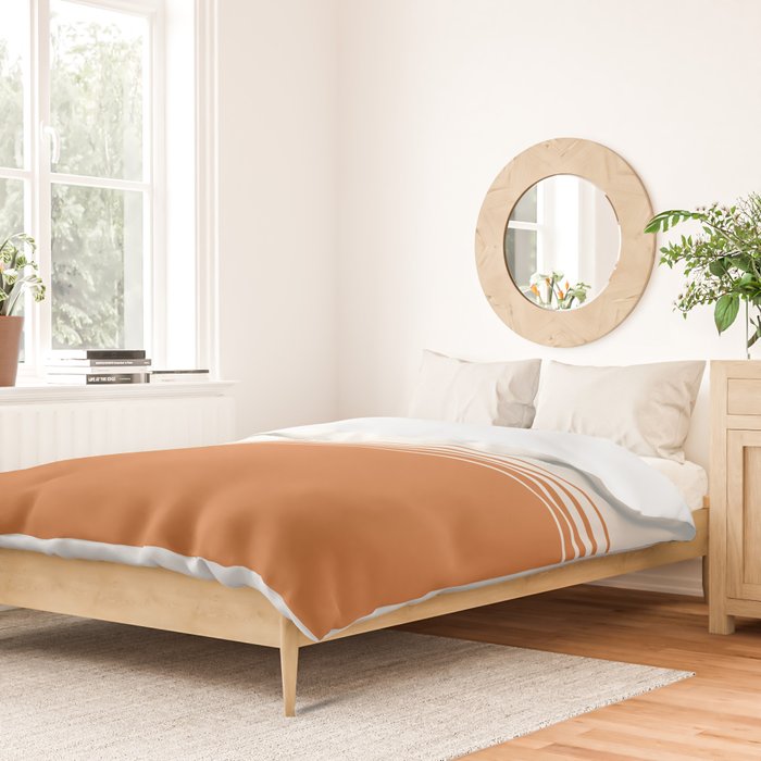 Retro Orange Minimalist Stripes Duvet Cover Gallery Image 2