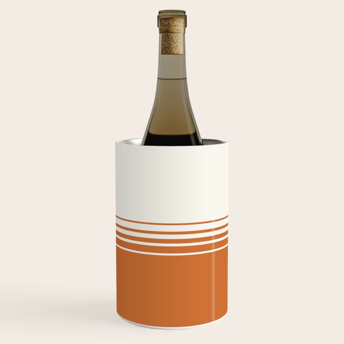 Retro Orange Minimalist Stripes Wine Chiller Gallery Image 2