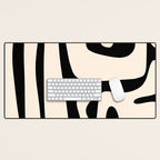 Mid Century Modern Abstract Kwaito Pattern in Black and Cream Desk Mat Gallery Image 1