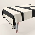 Mid Century Modern Abstract Kwaito Pattern in Black and Cream Tablecloth Gallery Image 1