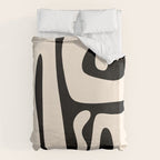 Mid Century Modern Abstract Kwaito Pattern in Black and Cream Duvet Cover Gallery Image 6