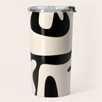 Mid Century Modern Abstract Kwaito Pattern in Black and Cream Travel Mug Gallery Image 2