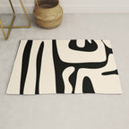 Mid Century Modern Abstract Kwaito Pattern in Black and Cream Rug Gallery Image 1