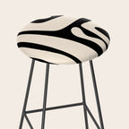 Mid Century Modern Abstract Kwaito Pattern in Black and Cream Stool Gallery Image 2