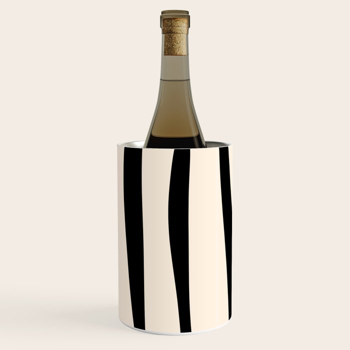 Mid Century Modern Abstract Kwaito Pattern in Black and Cream Wine Chiller Gallery Image 2