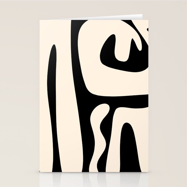 Mid Century Modern Abstract Kwaito Pattern in Black and Cream Stationery Card Gallery Image 2