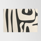 Mid Century Modern Abstract Kwaito Pattern in Black and Cream Rug Gallery Image 2