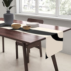 Mid Century Modern Abstract Kwaito Pattern in Black and Cream Table Runner Gallery Image 2