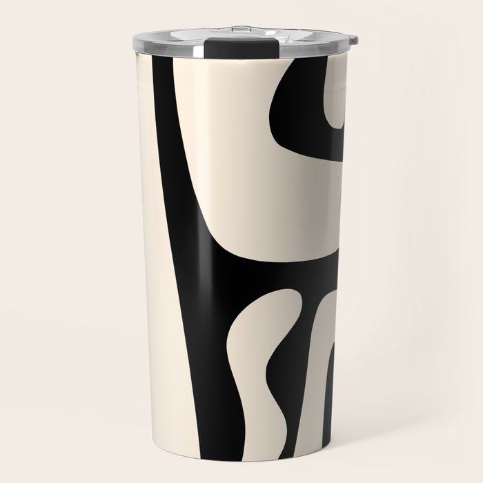 Mid Century Modern Abstract Kwaito Pattern in Black and Cream Travel Mug Gallery Image 1