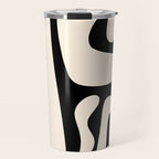 Mid Century Modern Abstract Kwaito Pattern in Black and Cream Travel Mug Gallery Image 1