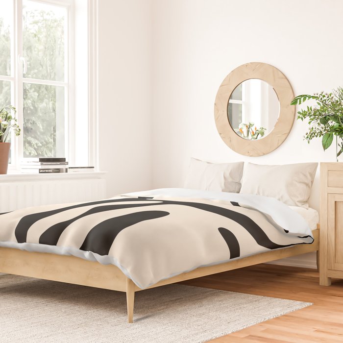 Mid Century Modern Abstract Kwaito Pattern in Black and Cream Duvet Cover Gallery Image 2