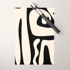 Mid Century Modern Abstract Kwaito Pattern in Black and Cream Wrapping Paper Gallery Image 1