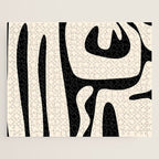 Mid Century Modern Abstract Kwaito Pattern in Black and Cream Jigsaw Puzzle Gallery Image 1
