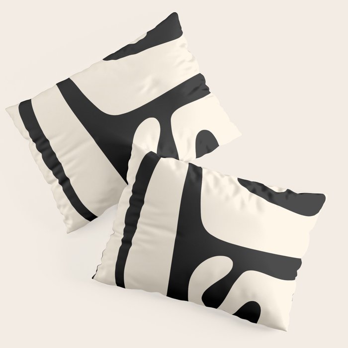 Mid Century Modern Abstract Kwaito Pattern in Black and Cream Pillow Sham Gallery Image 3