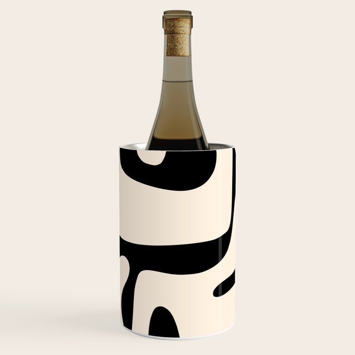 Mid Century Modern Abstract Kwaito Pattern in Black and Cream Wine Chiller Gallery Image 3