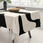 Mid Century Modern Abstract Kwaito Pattern in Black and Cream Tablecloth Gallery Image 3
