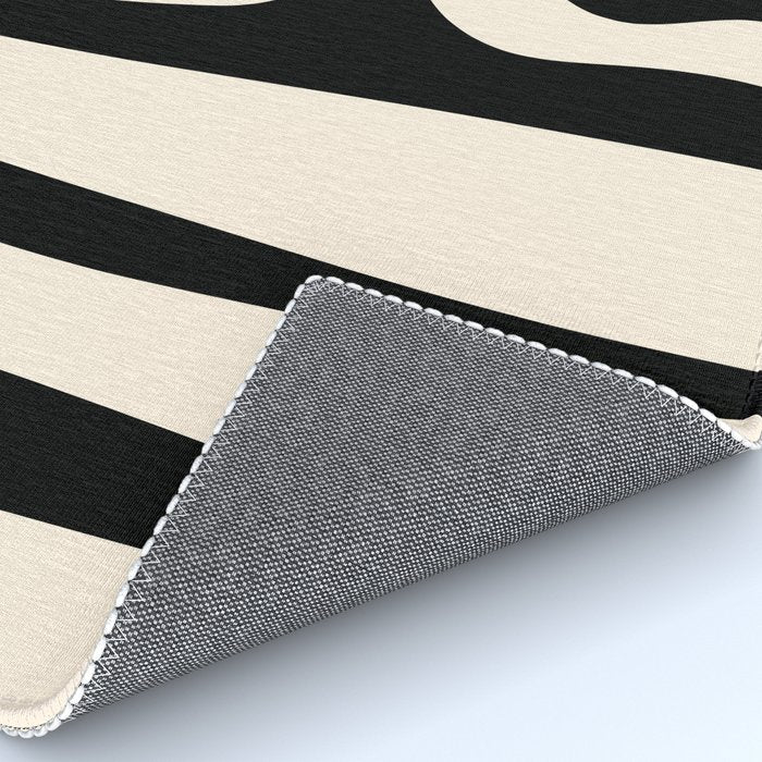 Mid Century Modern Abstract Kwaito Pattern in Black and Cream Rug Gallery Image 4