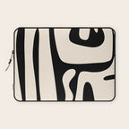 Mid Century Modern Abstract Kwaito Pattern in Black and Cream Laptop Sleeve Gallery Image 1