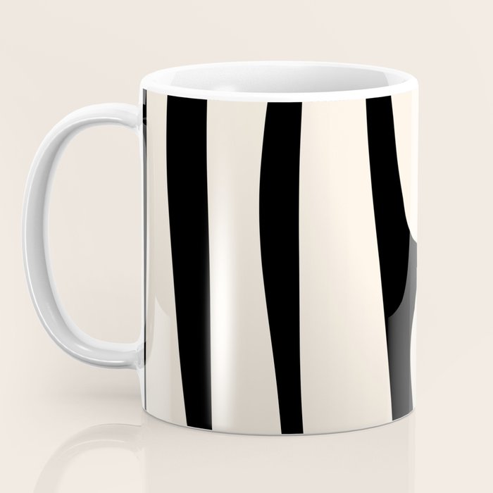 Mid Century Modern Abstract Kwaito Pattern in Black and Cream Coffee Mug Gallery Image 3