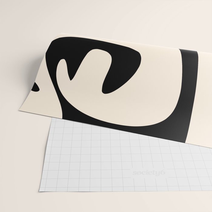 Mid Century Modern Abstract Kwaito Pattern in Black and Cream Wrapping Paper Gallery Image 2