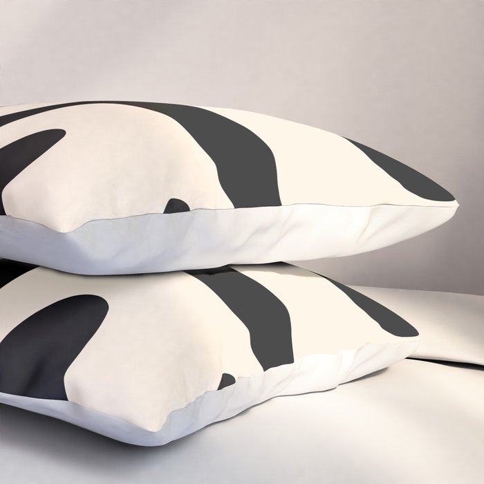 Mid Century Modern Abstract Kwaito Pattern in Black and Cream Pillow Sham Gallery Image 3