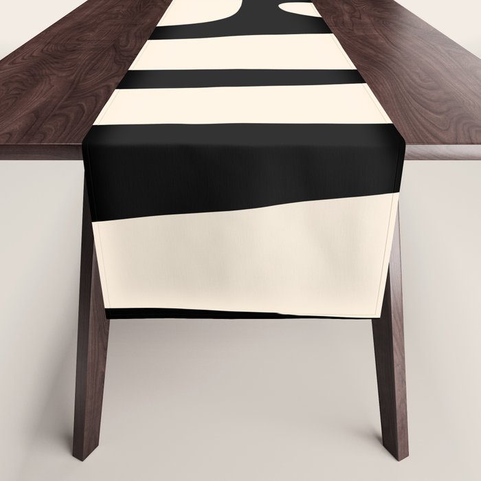 Mid Century Modern Abstract Kwaito Pattern in Black and Cream Table Runner Gallery Image 1