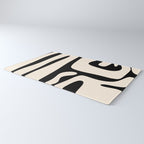 Mid Century Modern Abstract Kwaito Pattern in Black and Cream Rug Gallery Image 3