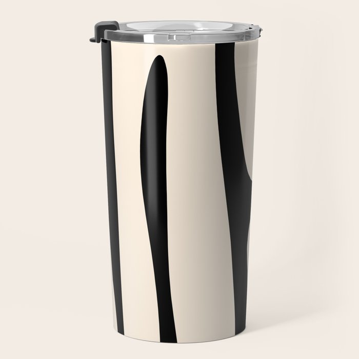 Mid Century Modern Abstract Kwaito Pattern in Black and Cream Travel Mug Gallery Image 3