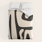 Mid Century Modern Abstract Kwaito Pattern in Black and Cream Comforter Gallery Image 6