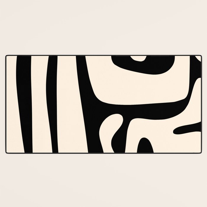Mid Century Modern Abstract Kwaito Pattern in Black and Cream Desk Mat Gallery Image 3