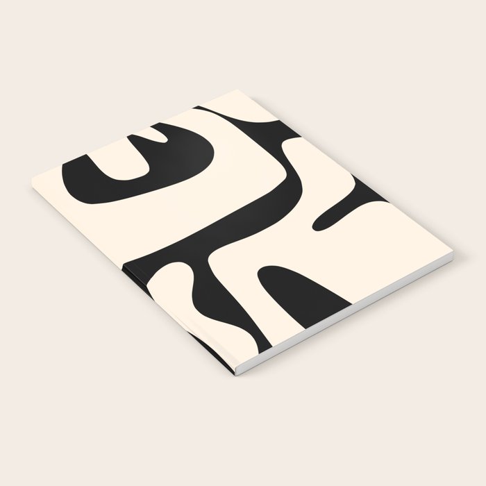 Mid Century Modern Abstract Kwaito Pattern in Black and Cream Notebook Gallery Image 1